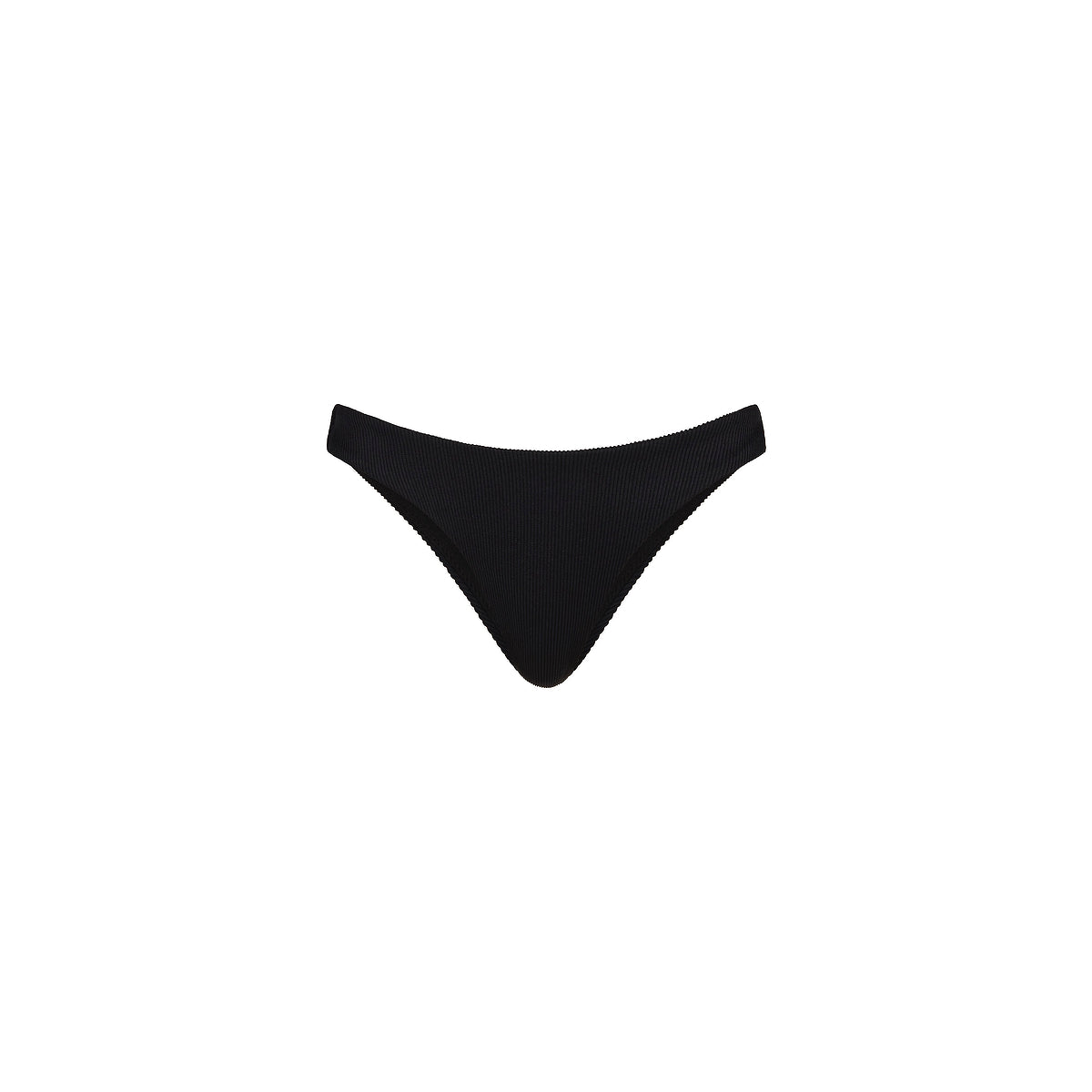 Minimal Full Coverage Bikini Bottom - Pitch Black ribbed - front