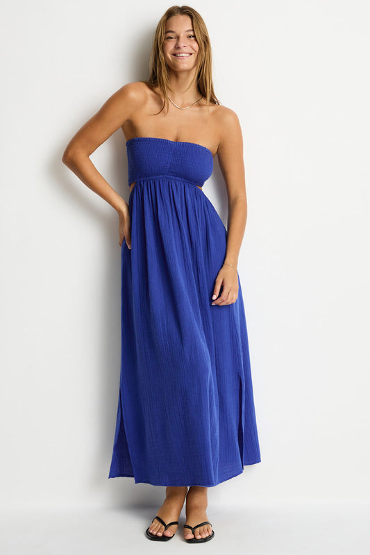 Sunset Cutaway Bandeau Dress - Amalfi Blue