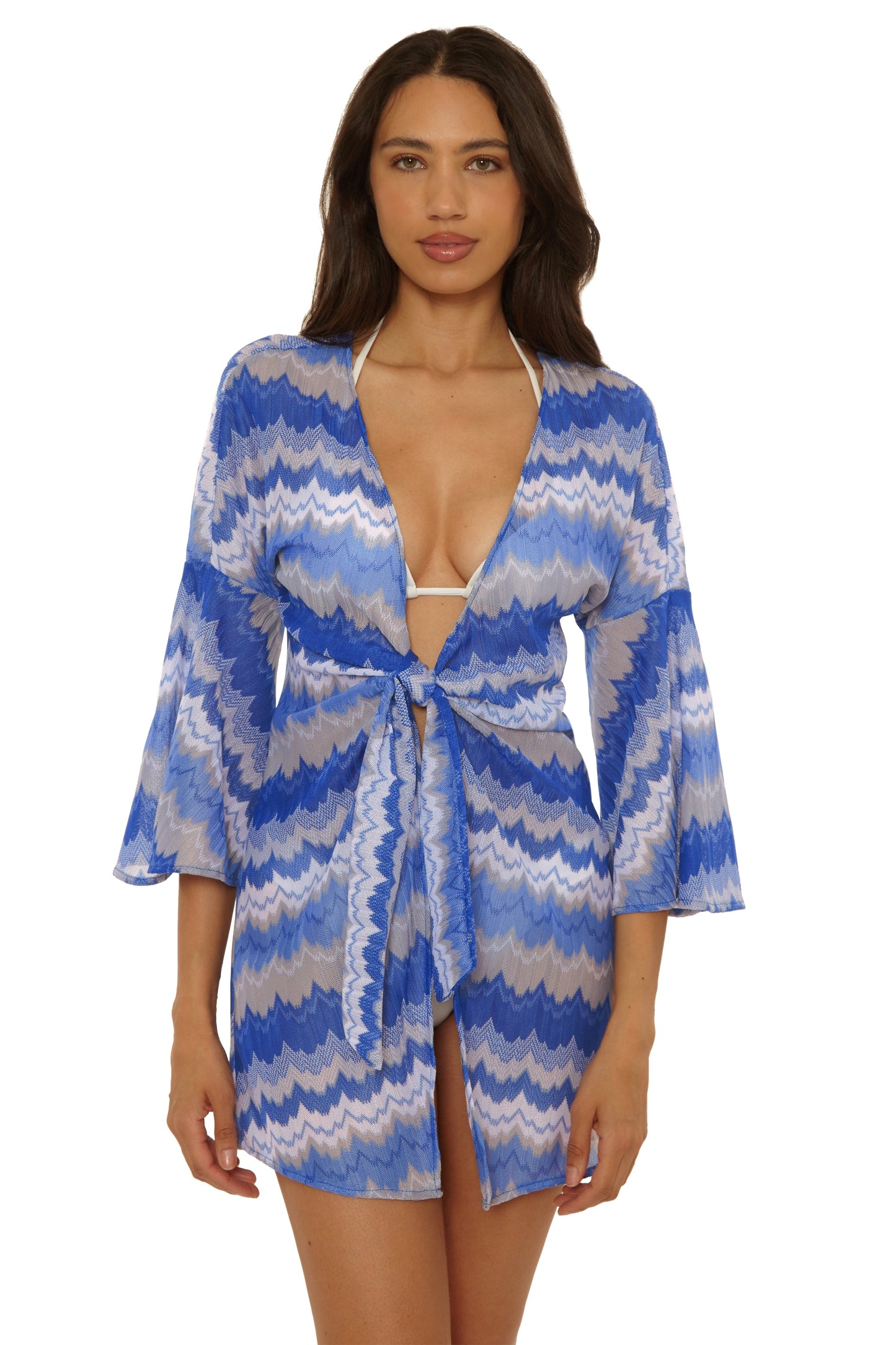 Becca Santorini Tunic Lapis Multi — back view | Belle Mar Swim