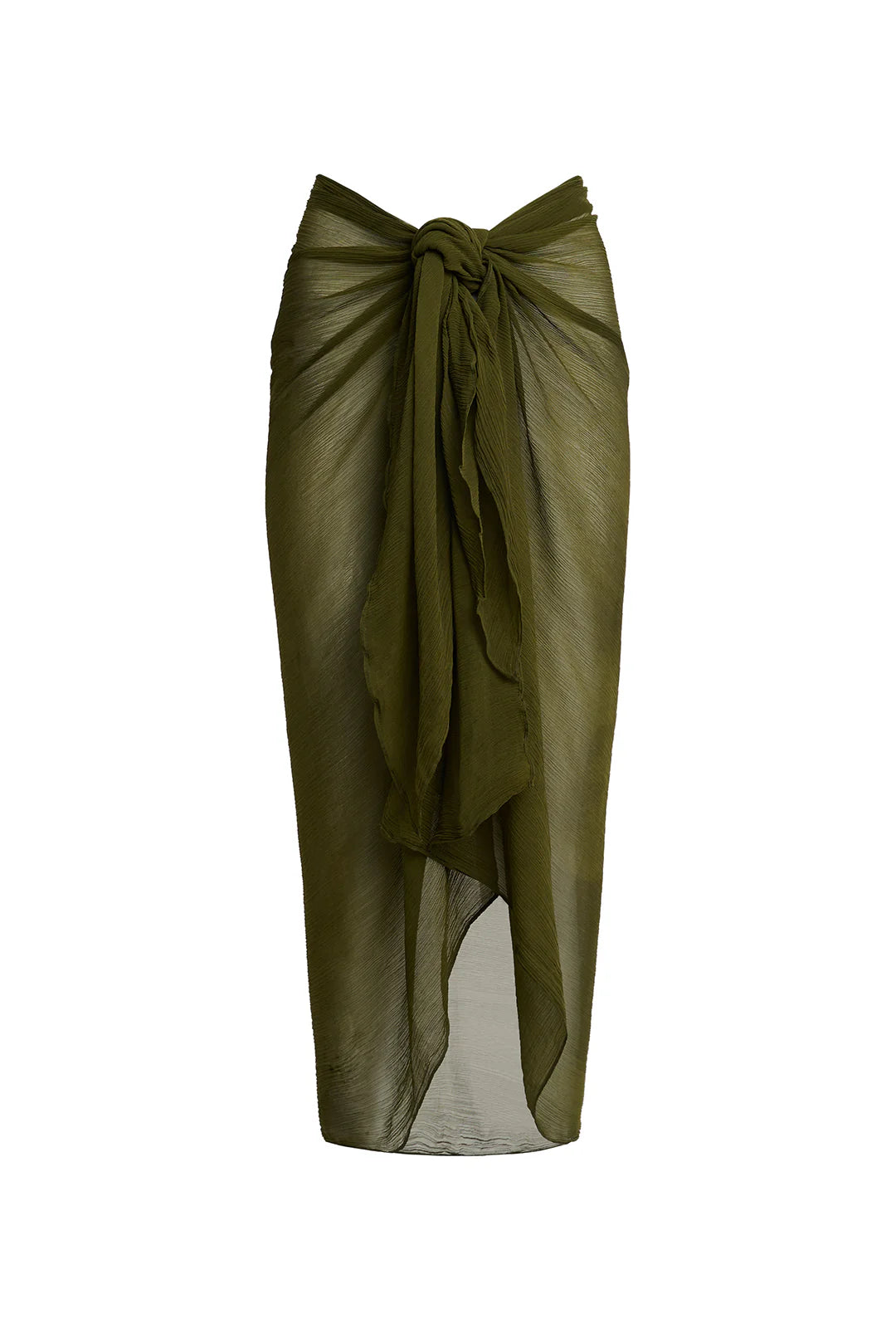 Away That Day Santorini Sarong Juniper Green in green — front view | Belle Mar Swim