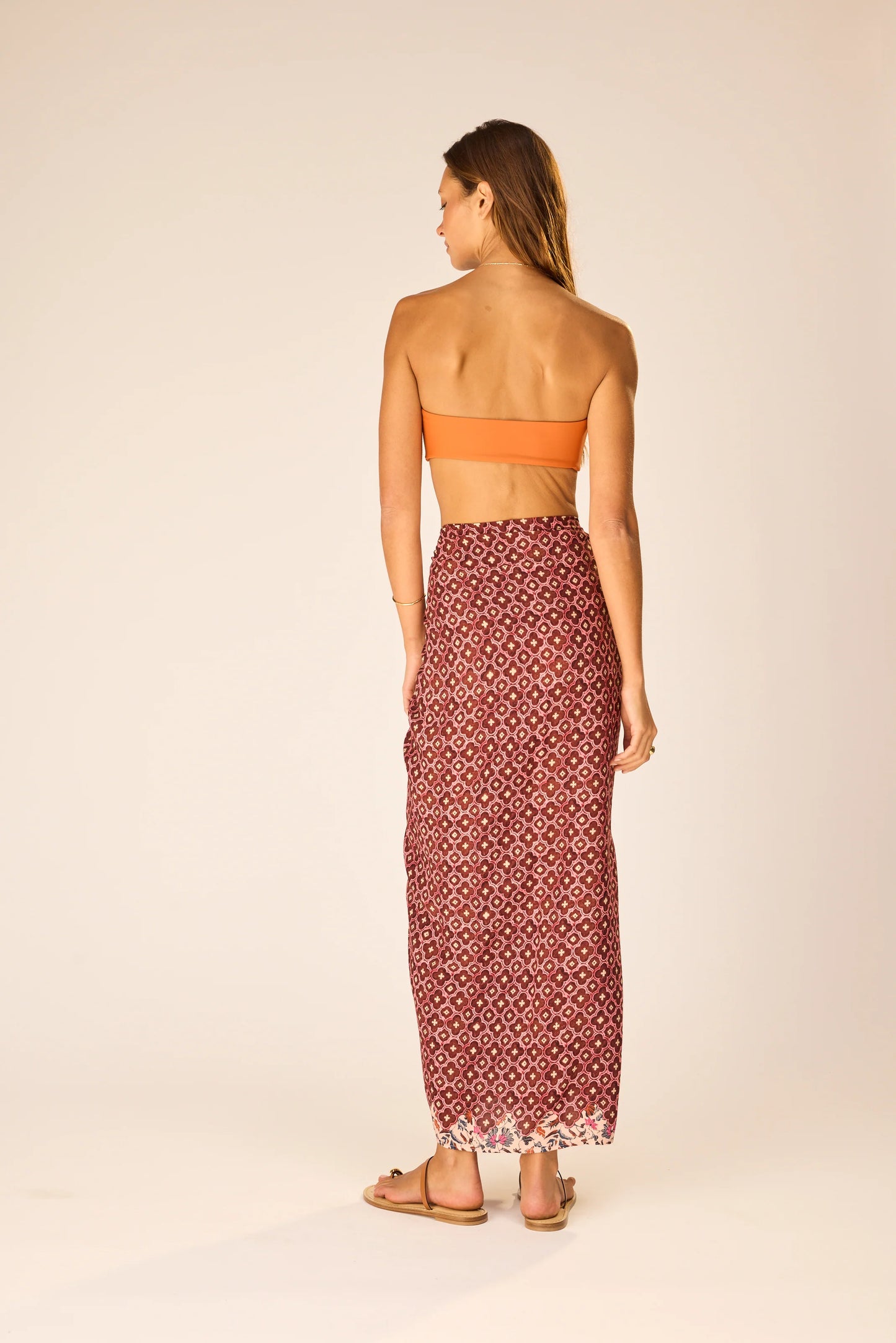 Pareo Mosaic Spice in neutral — detail view | Belle Mar Swim
