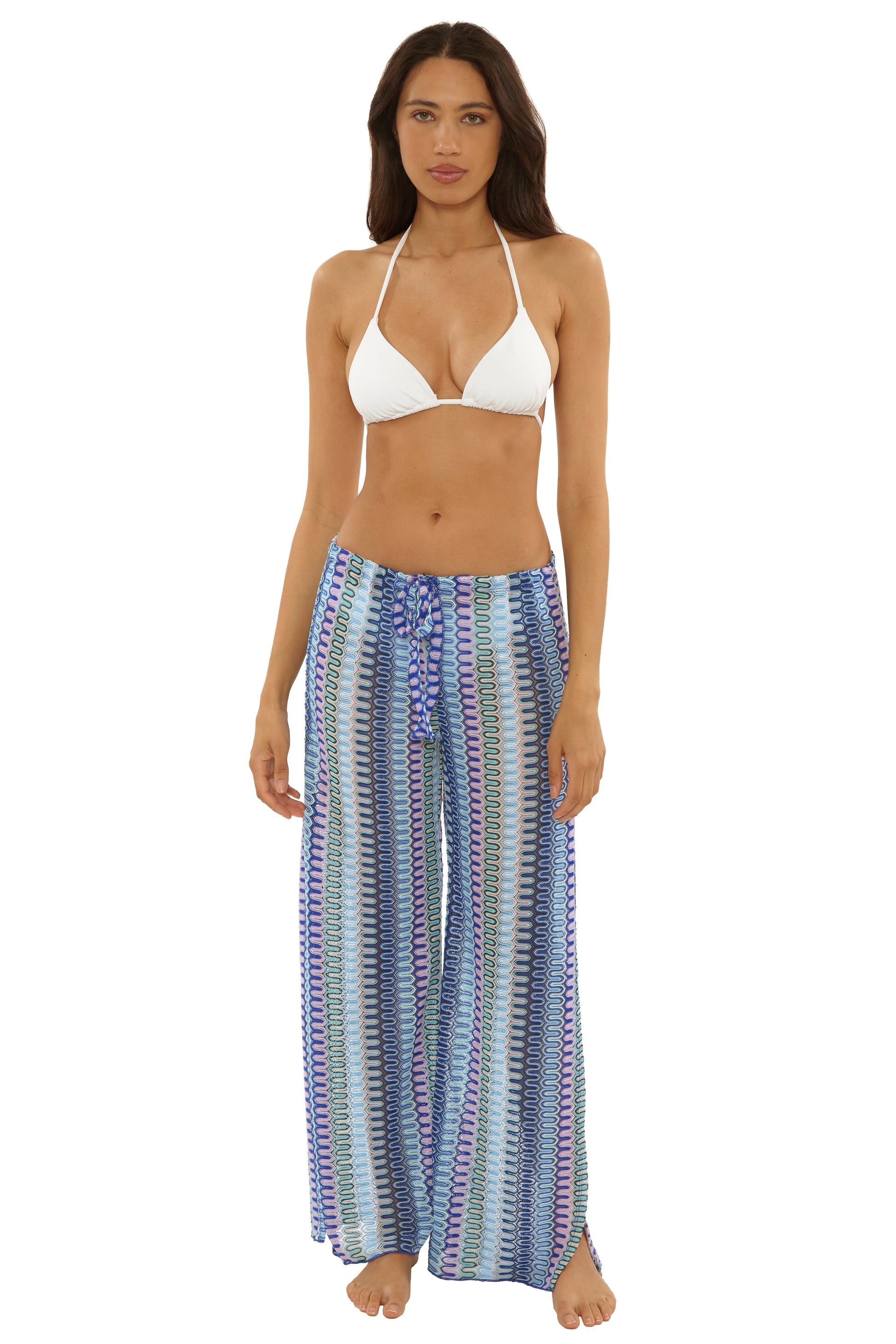 Becca Sundown Knit Pant Lapis Multi — detail view | Belle Mar Swim