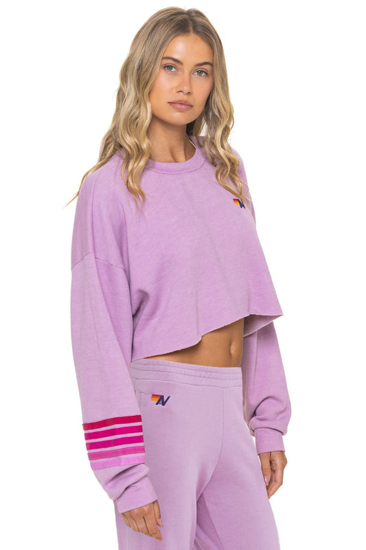 Rugby Stitch Cropped Crew Sweatshirt Mauve Pink side