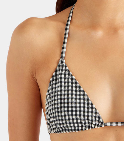 Gingham Seersucker Sabrina Bikini Black Gingham