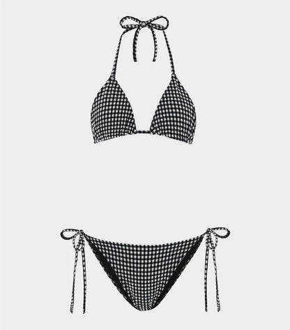 Gingham Seersucker Sabrina Bikini Black Gingham