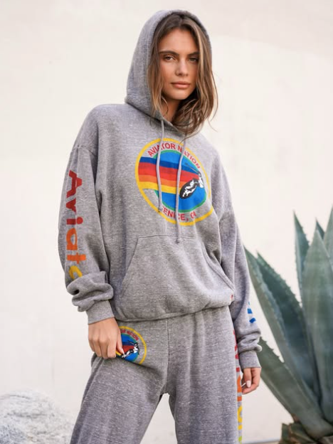 Aviator Nation Relaxed Pullover Hoodie Heather Grey