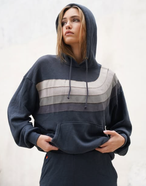 Wave Stripe 4 Pullover Hoodie Relaxed Charcoal/Charcoal