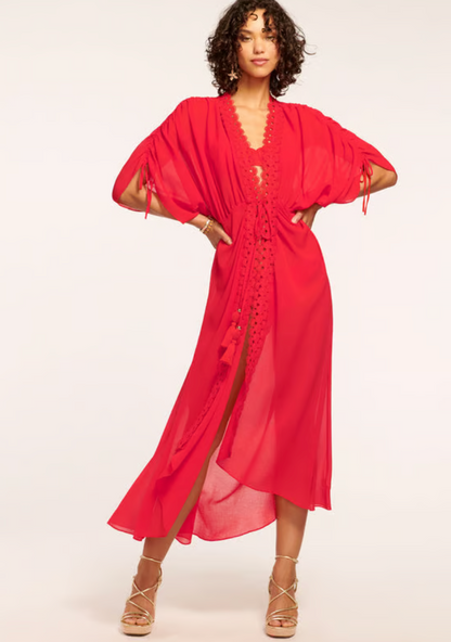 Raelynn Lace Trim Cover-Up Flame