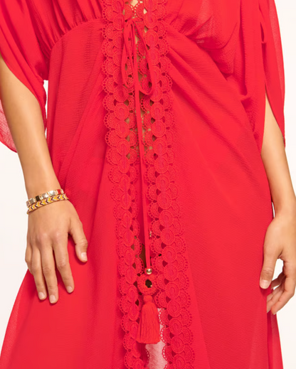Raelynn Lace Trim Cover-Up Flame