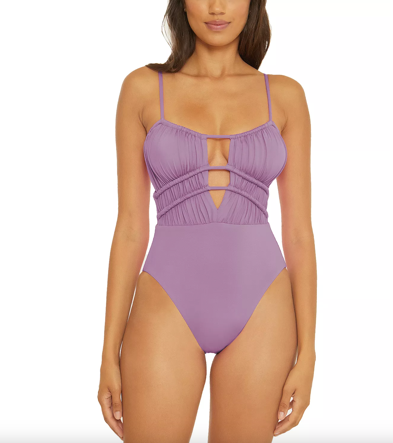 Becca Color Code One Piece Plunge Swimsuit in Viola