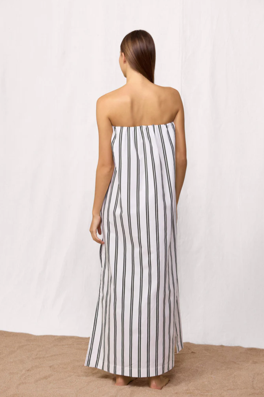 Mikoh Papio Strapless Maxi Dress with High Slit and Pockets in Current