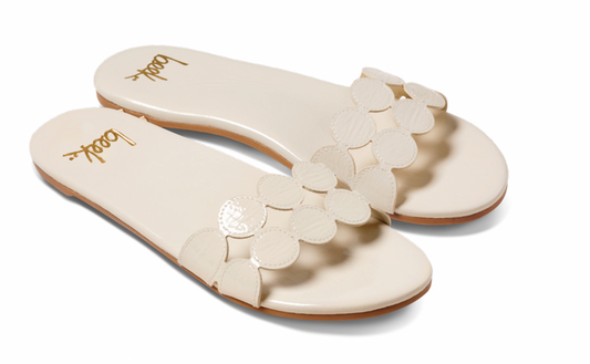 Whirlybird Leather Slide Sandal Patent Vanilla