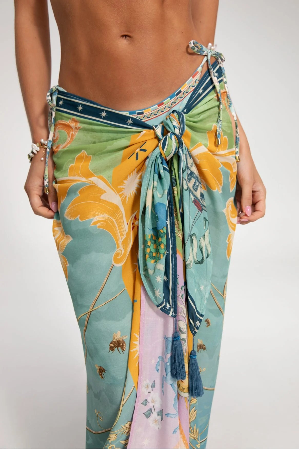 Marine Pareo Solstice in blue — detail view | Belle Mar Swim