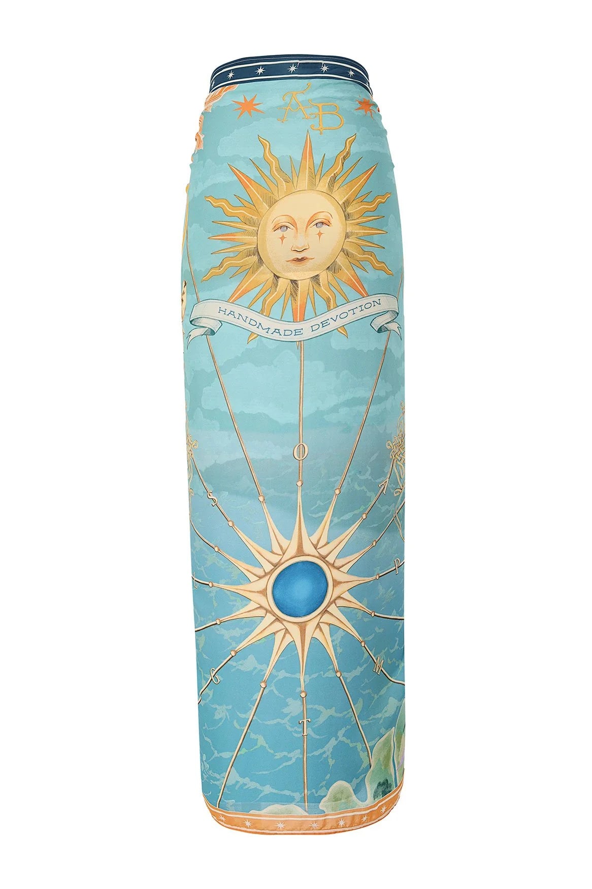 Marine Pareo Solstice in blue — back view | Belle Mar Swim