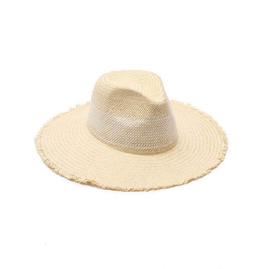 St Tropez woven Toyo fedora in ivory with fringe — Nikki Beach sun hat