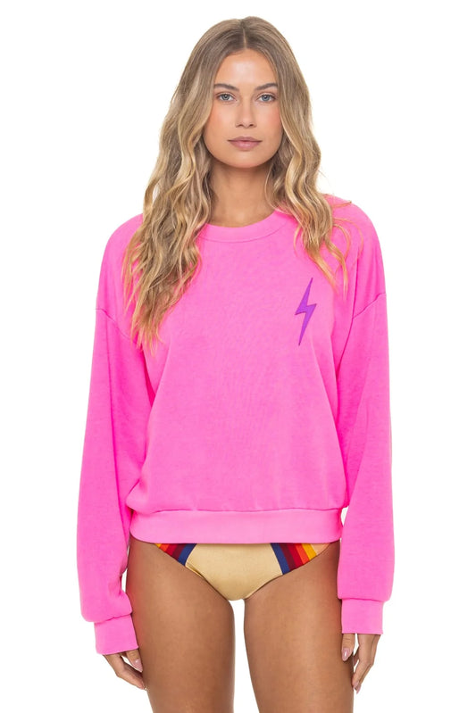 Bolt Stitch Relaxed Crew Sweatshirt Neon Pink/Neon Purple