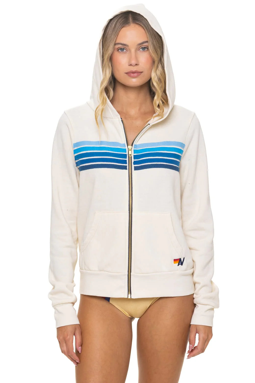 5 Stripe Hoodie Vintage White/Blue
