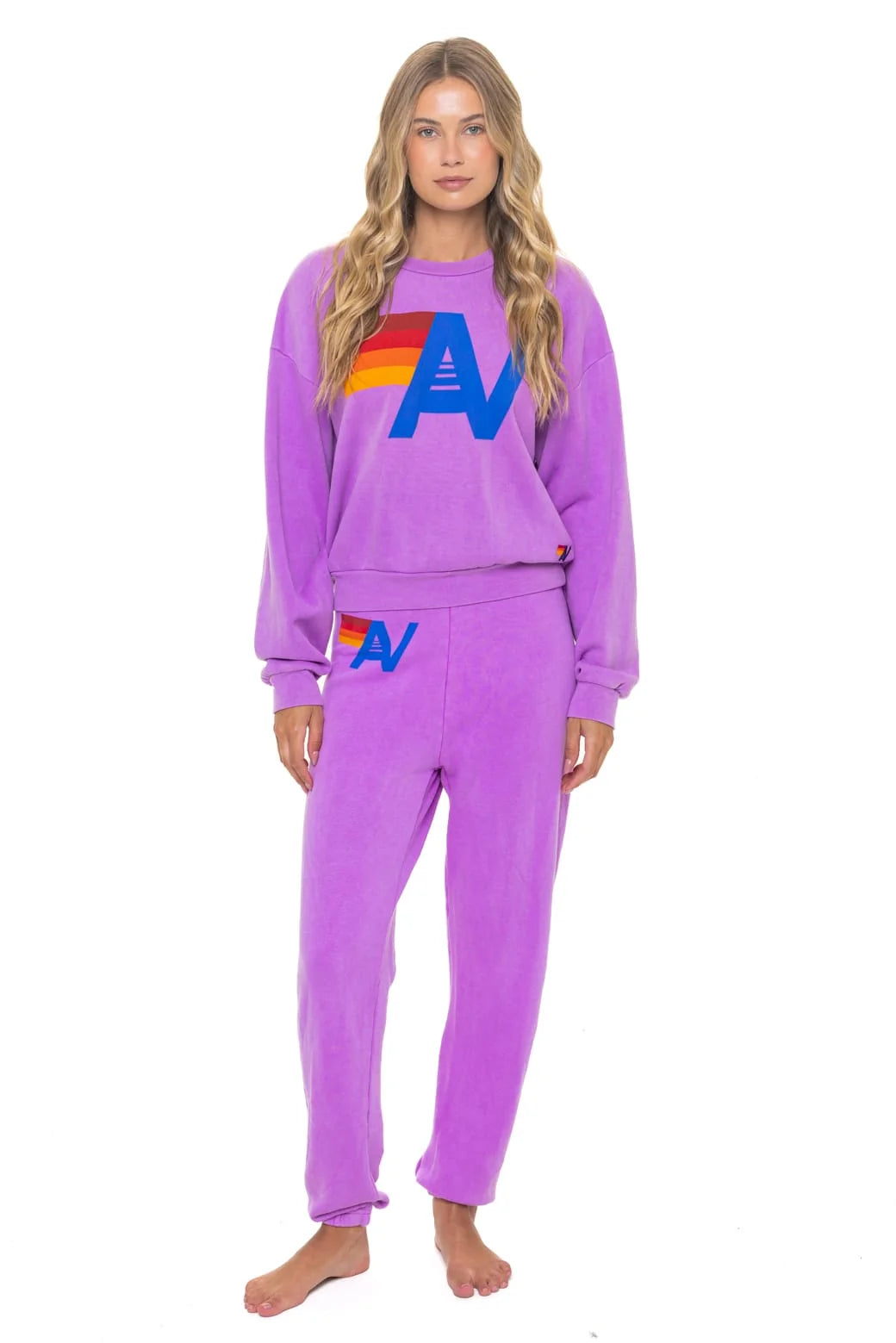 Logo Relaxed Crew Sweatshirt Neon Purple