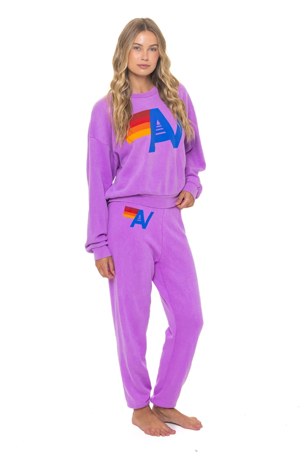Logo Relaxed Crew Sweatshirt Neon Purple
