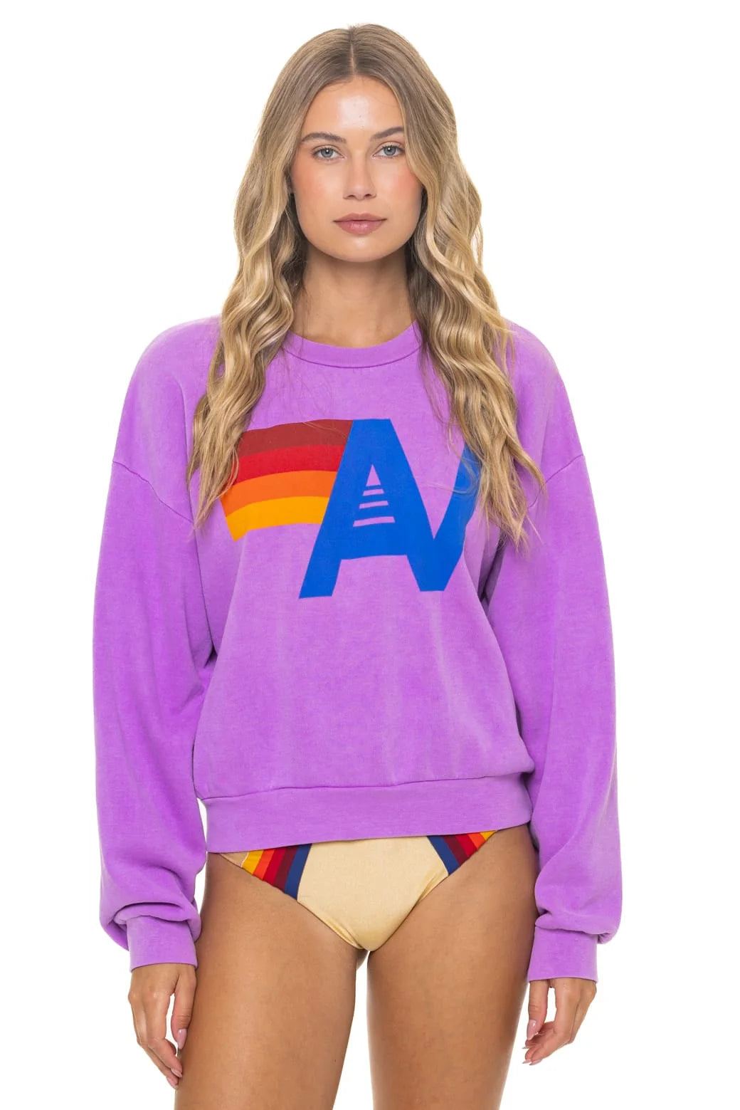 Logo Relaxed Crew Sweatshirt Neon Purple
