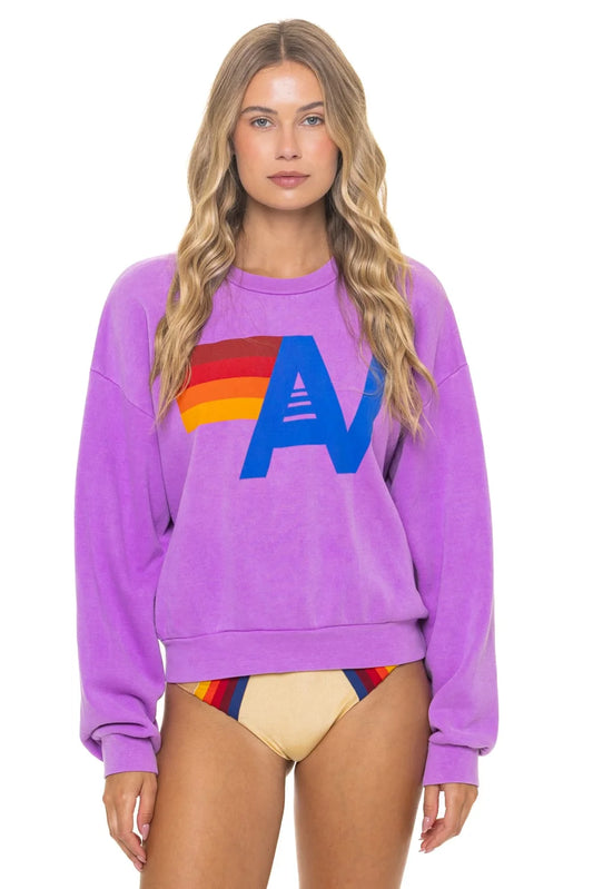 Logo Relaxed Crew Sweatshirt Neon Purple