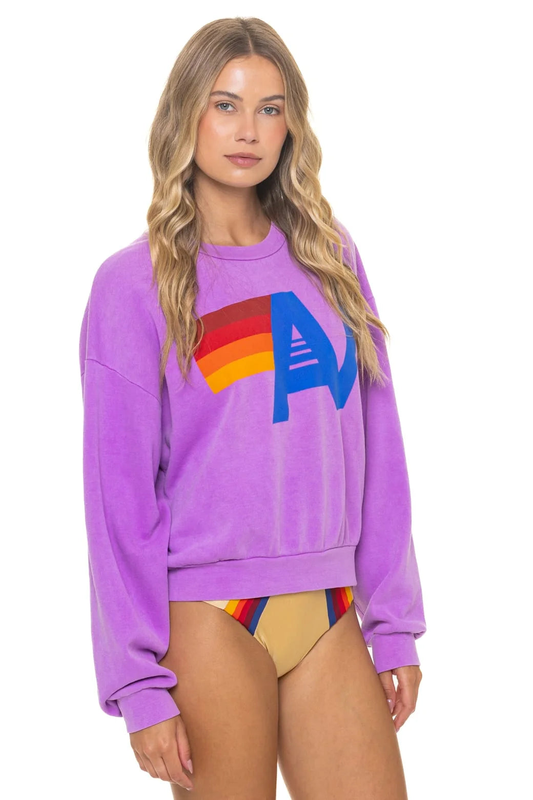 Logo Relaxed Crew Sweatshirt Neon Purple