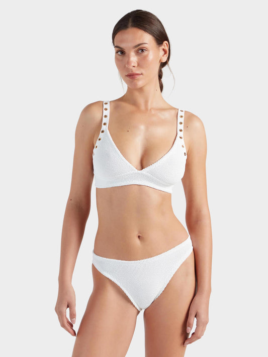 Tessa Eyelet Bikini White/Gold — back view | Belle Mar Swim