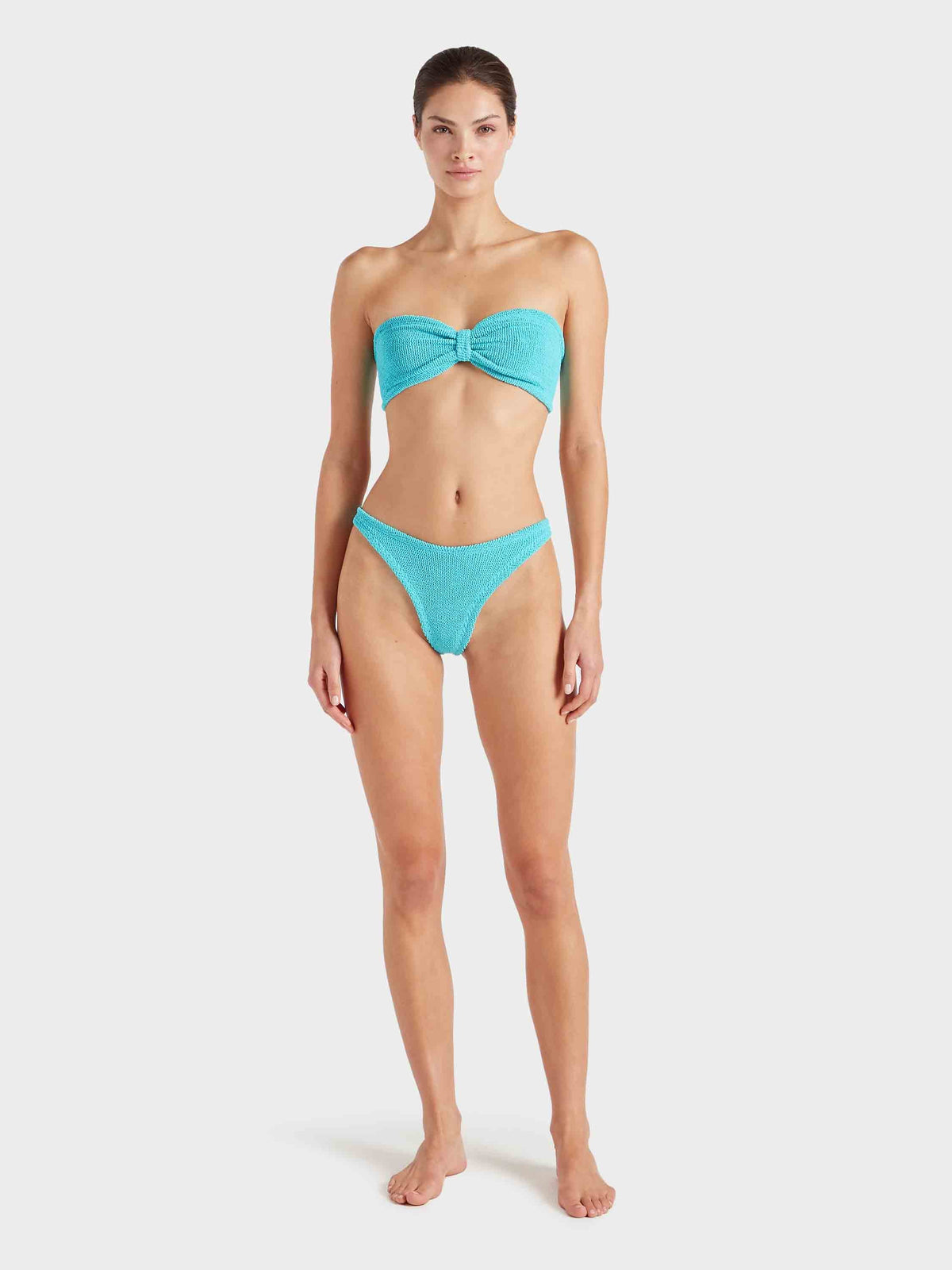Hunza G Tina Bikini in Aqua — flat lay | Belle Mar Swim