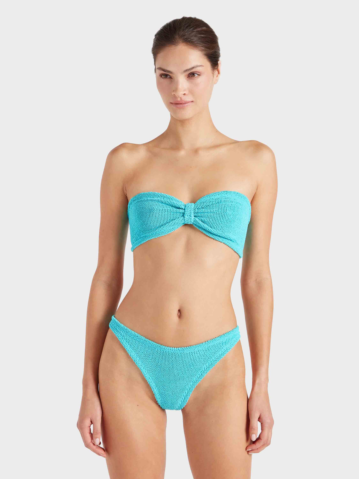 Hunza G Tina Bikini in Aqua — front crop | Belle Mar Swim