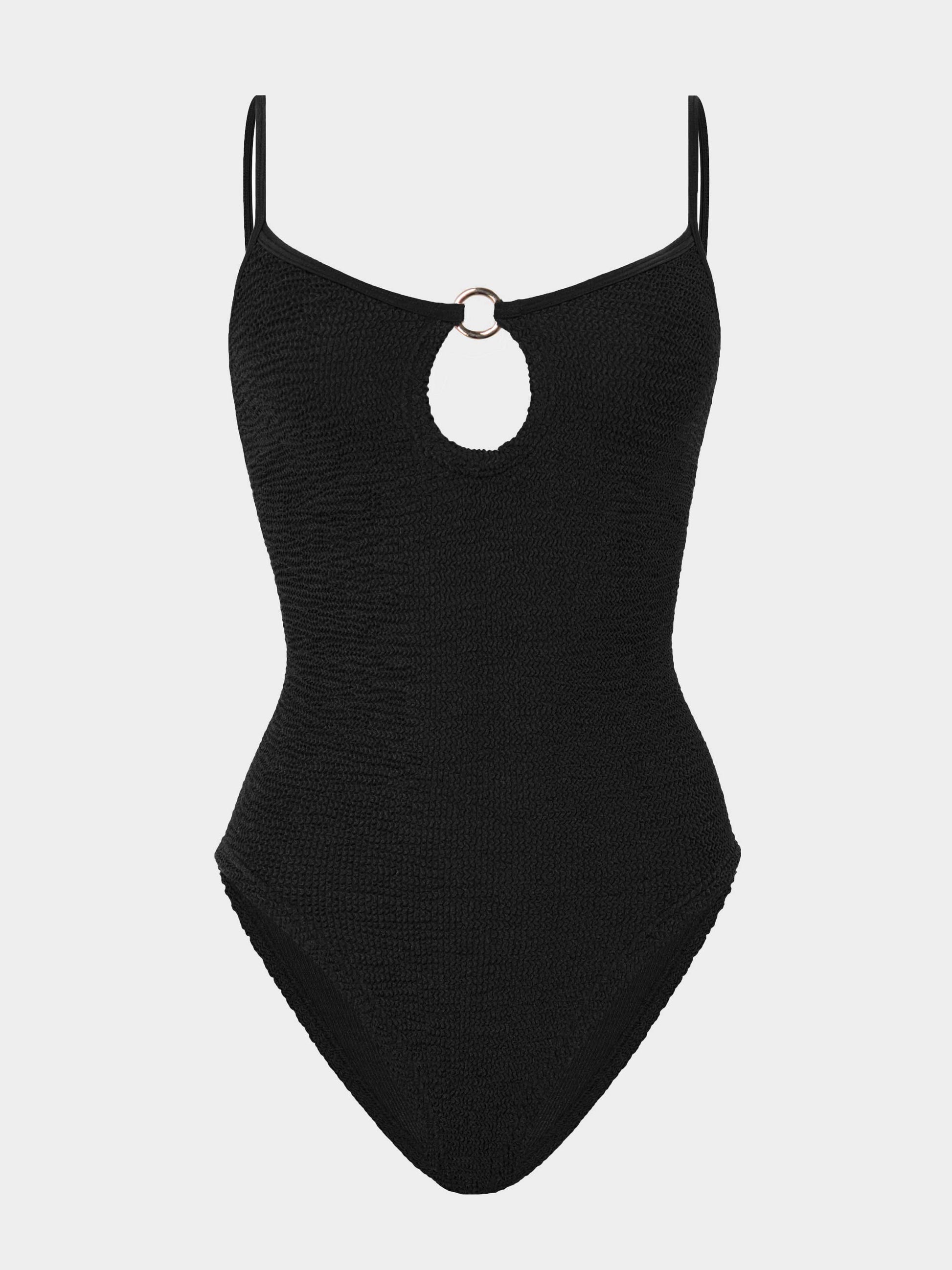 Hunza G Toni One Piece Black — front view | Belle Mar Swim