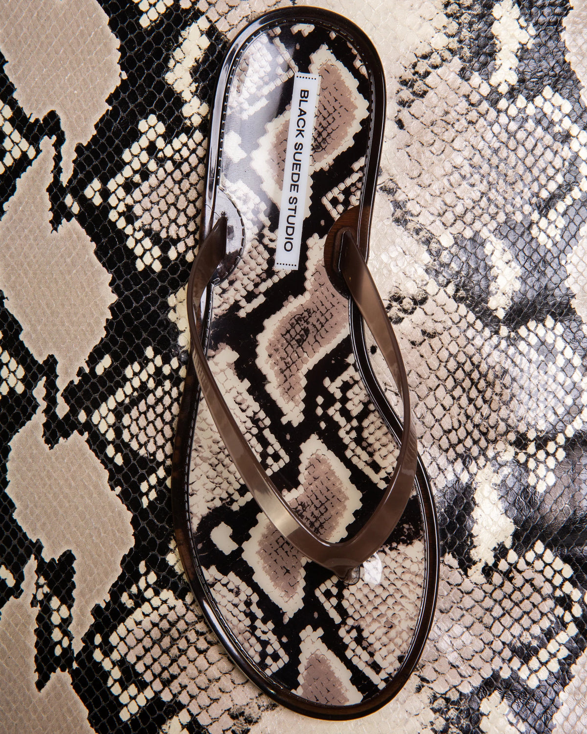 Black Suede Studio Crystal Sandal Snake/Brown PVC, alternate view