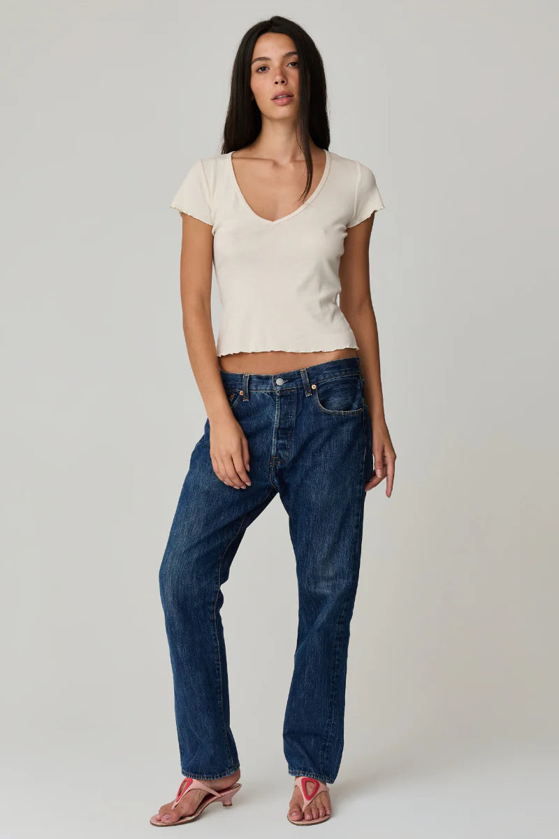 Vicki V Neck Tee Bone - view