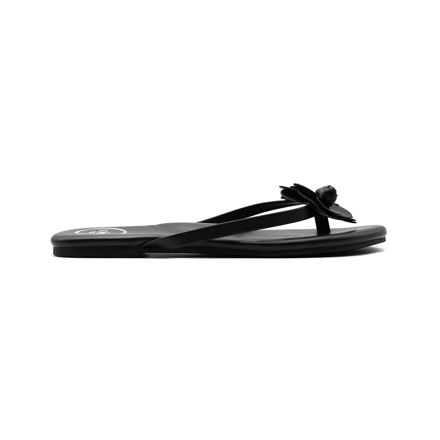 Valentina Sandal Black in black — close-up | Belle Mar Swim