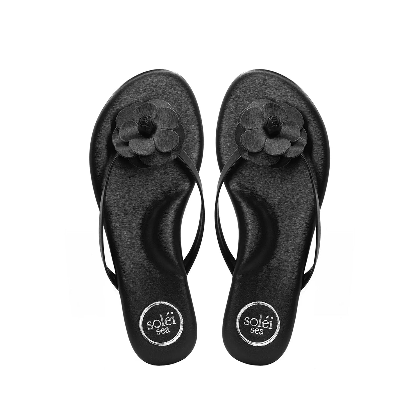 Solei Sea Valentina Sandal Black in black — front view | Belle Mar Swim