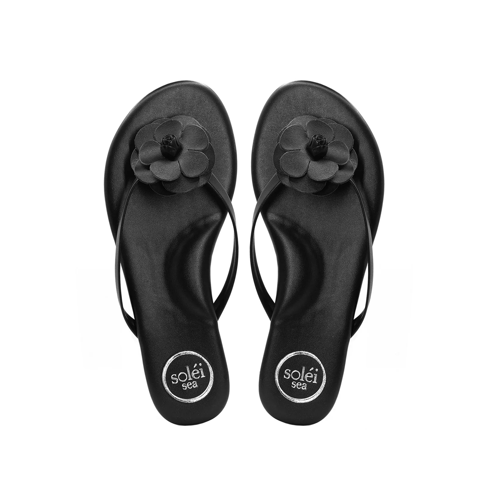 Solei Sea Valentina Sandal Black in black — front view | Belle Mar Swim