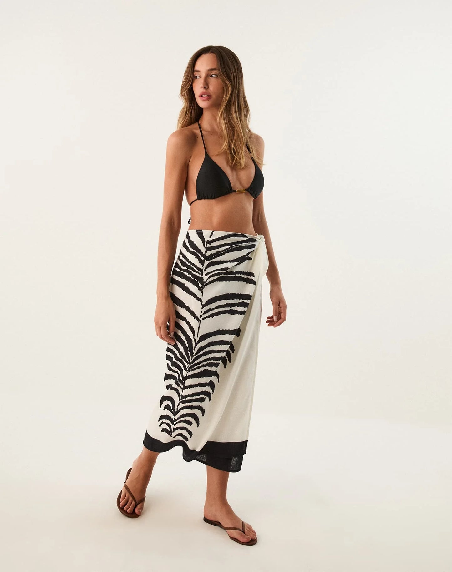 Flora Pareo Skirt Caribea in black — back view | Belle Mar Swim