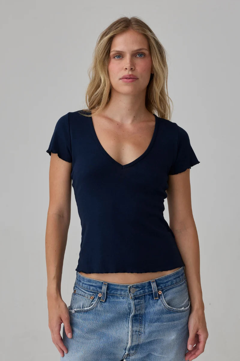 Vicki V Neck Tee Cadet