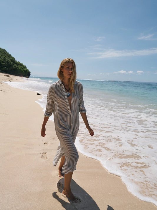 Voyage Shirt Dress Black Stripe