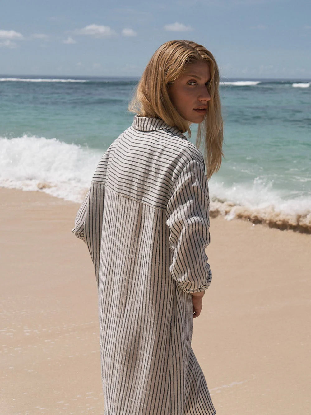 Voyage Shirt Dress Black Stripe