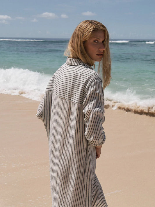 Voyage Shirt Dress Black Stripe