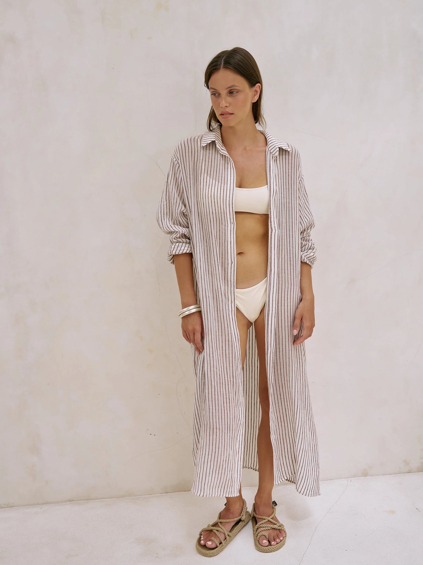 Voyage Shirt Dress Burgundy Stripe