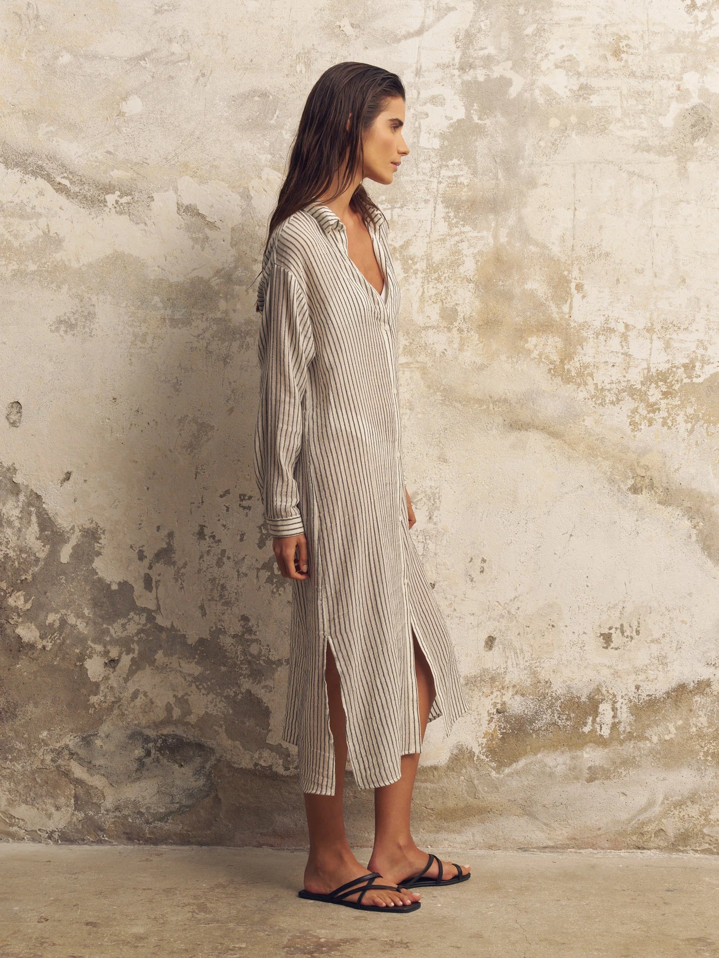 Voyage Shirt Dress Black Stripe