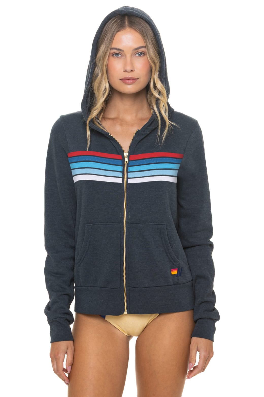 5 Stripe America Zip Hoodie - Charcoal/USA - front