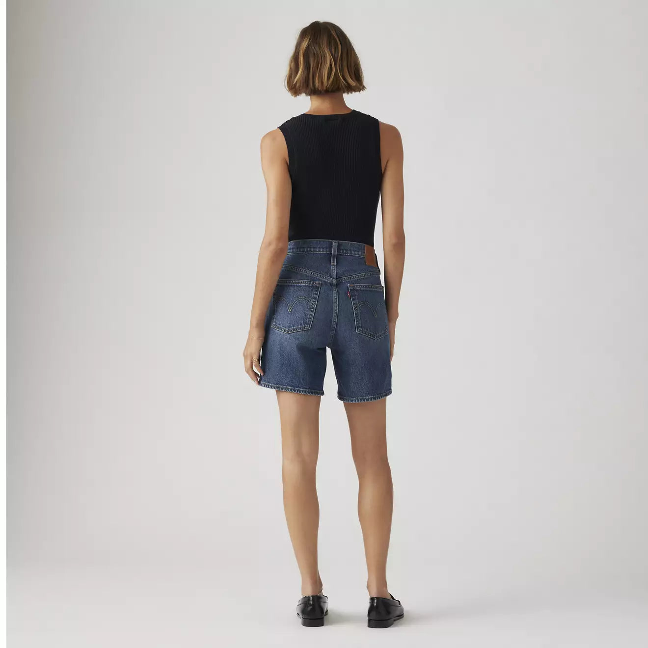 501 Mid Thigh Short Broken Midnight Dark Wash