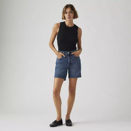 501 Mid Thigh Short Broken Midnight Dark Wash