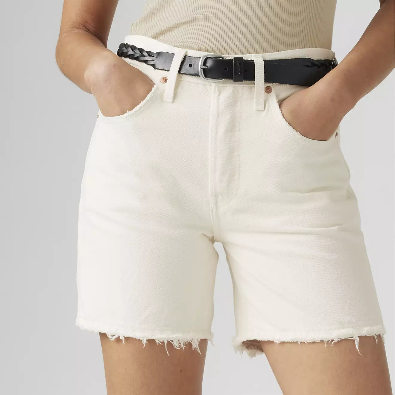 501 Mid Thigh Short Ecru Booper White