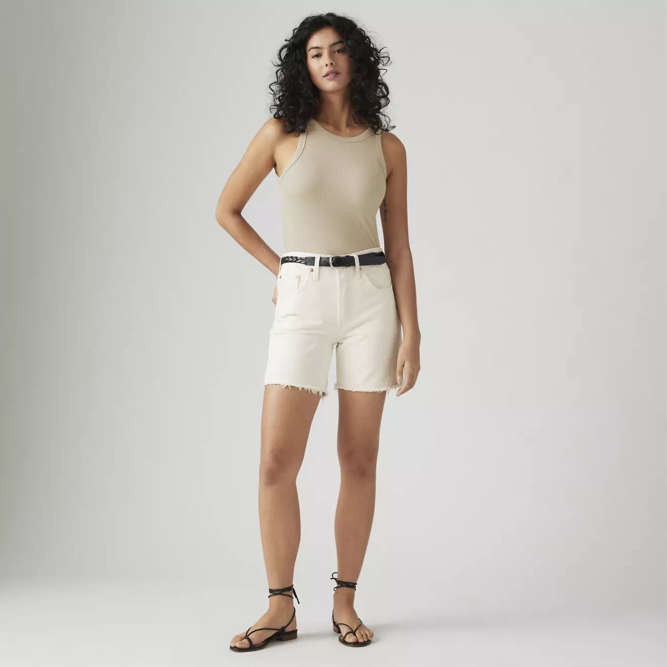 501 Mid Thigh Short Ecru Booper White