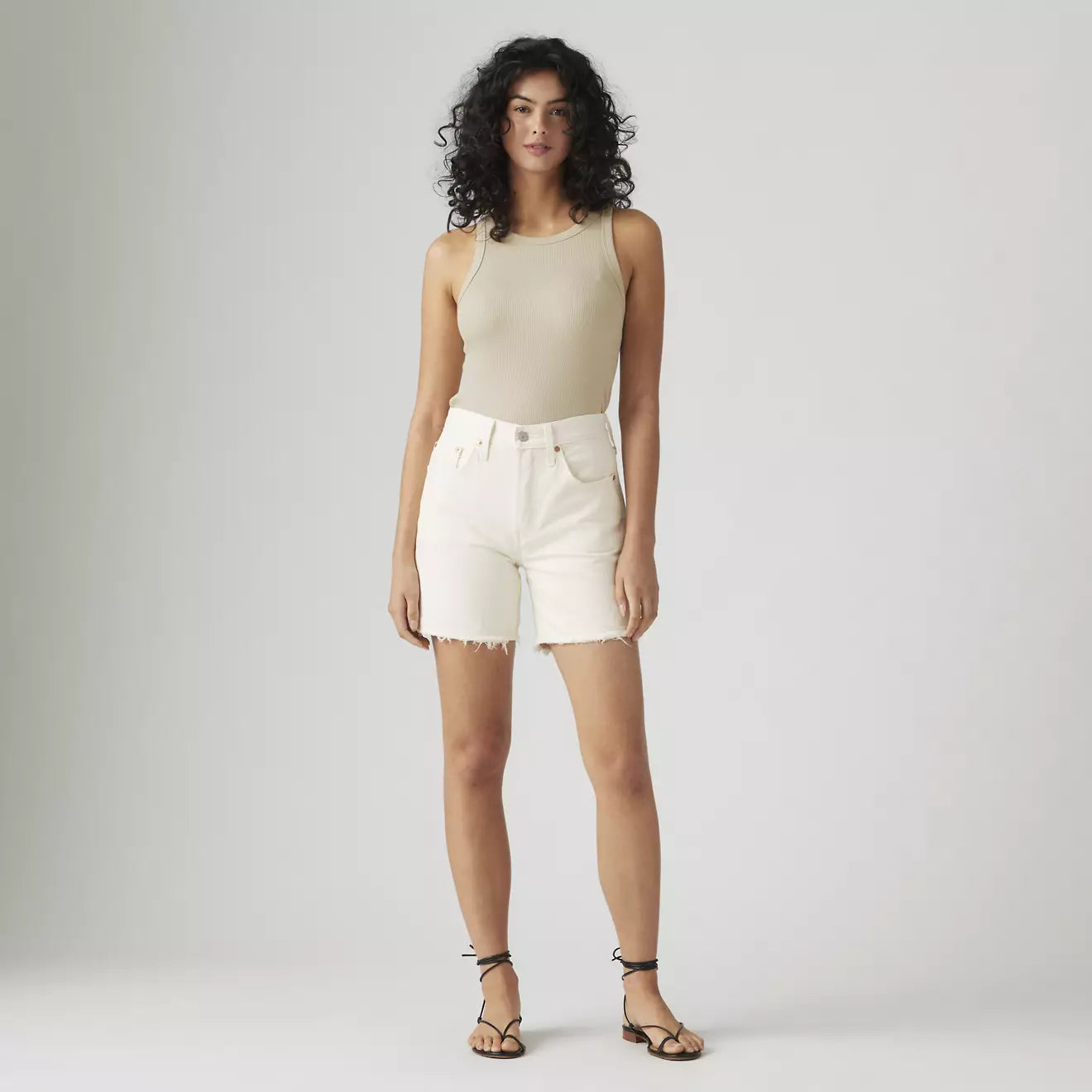501 Mid Thigh Short Ecru Booper White