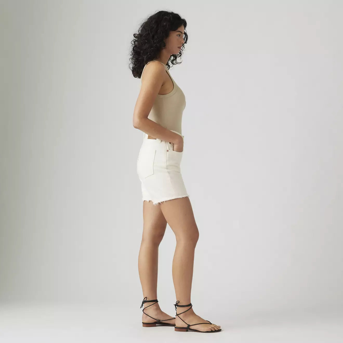 501 Mid Thigh Short Ecru Booper White