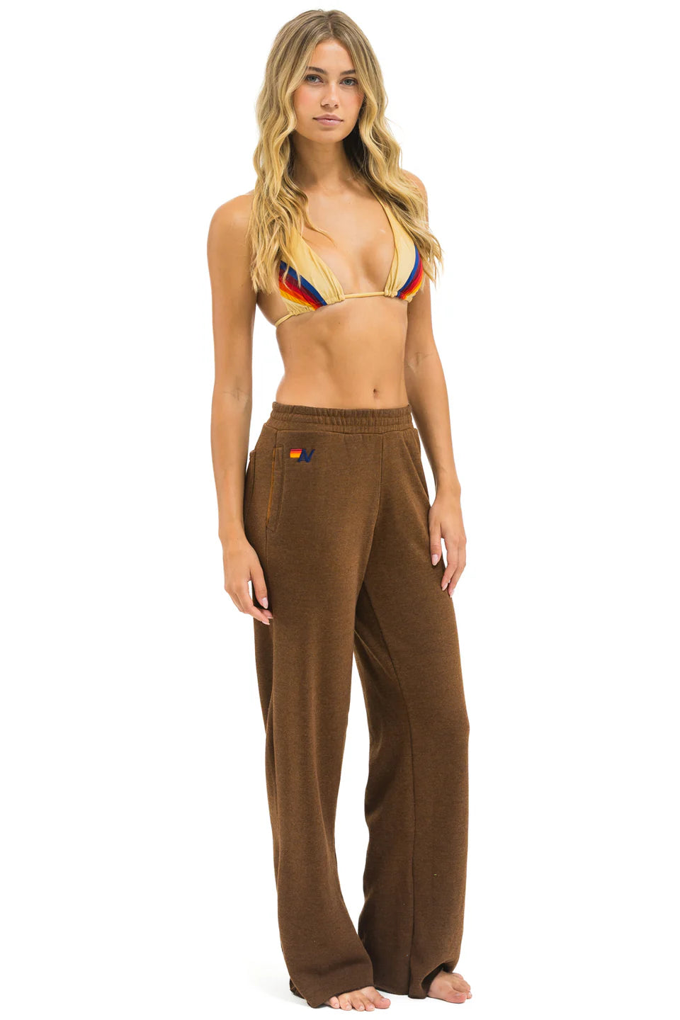 5 Stripe Wide Leg Pocket Sweatpants Chocolate/Espresso